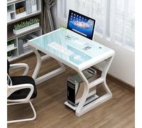 Scrivania da gioco moderna in vetro temperato, elegante struttura in metallo, per PC, laptop, postazione di lavoro per casa, ufficio e studio, 100 x 60 x 75 cm, versatile e