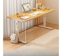 Scrivania da gioco regolabile in altezza - Ampia scrivania a L con superficie spessa 15 mm, piano in legno, gambe in acciaio al carbonio, design salvaspazio per ufficio o camera da letto, naturale, S
