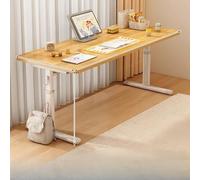 Scrivania da gioco regolabile in altezza - Ampia scrivania a L con superficie spessa 15 mm, piano in legno, gambe in acciaio al carbonio, design salvaspazio per ufficio o camera da letto, naturale, S