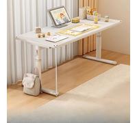 Scrivania da gioco regolabile in altezza - Ampia scrivania a L con superficie spessa 15 mm, piano in legno, gambe in acciaio al carbonio, design salvaspazio per ufficio o camera da letto, bianco, SIN