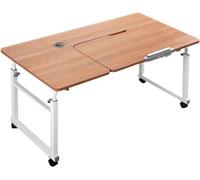 Scrivania da letto con ruote, tavolo mobile per computer portatile, altezza regolabile, scrivania per sedersi o sdraiarsi