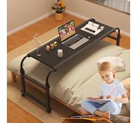 Scrivania da letto mobile con ruote, altezza regolabile sopra il tavolo, larghezza 114-210 cm, adatta per lavoro portatile e uso medico, queen size, tavolo reclinabile
