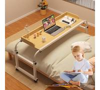Scrivania da letto mobile con ruote, altezza regolabile sopra il tavolo, larghezza 114-210 cm, adatta per lavoro portatile e uso medico, queen size, tavolo reclinabile