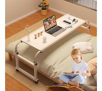 Scrivania da letto mobile con ruote, altezza regolabile sopra il tavolo, larghezza 114-210 cm, adatta per lavoro portatile e uso medico, queen size, tavolo reclinabile