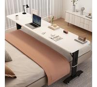 Scrivania da letto regolabile con ruote - Tavolo da letto mobile per laptop, pannello in legno massello, tavolo versatile per letto, scrivania per computer regolabile in altezza, design salvaspazio