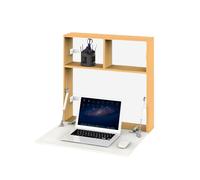 Scrivania da Parete con Ripiano Ribaltabile e 2 Scaffali Integrati 63x15x63cm