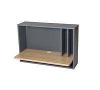 Scrivania da parete Minyard in legno ingegnerizzato, dimensioni 80 x 40 x h55 cm, peso 14 Kg, finitura grigio, rovere grigio