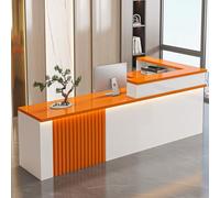 Scrivania da reception a forma di L con cassetti chiudibili, finitura marmo, elegante soluzione per reception, armadietto.