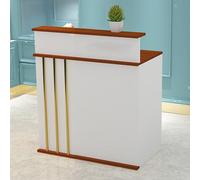Scrivania da reception a forma di L, tavolo moderno per front office con bancone, cassetto con serratura per cassa, armadietto del computer, supporto per registratore di cassa per lobby, salone, hotel