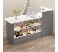 Scrivania da reception a LED con bancone moderna scrivania per segretaria con gestione dei cavi, elegante armadio da corridoio per uffici e ingressi, perfetto per uso domestico e aziendale.