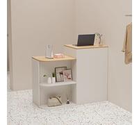 Scrivania da reception con cassetti chiudibili a chiave, tavolo moderno per negozi di abbigliamento e salone di bellezza, include contenitore