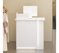 Scrivania da reception con cassetto chiudibile a chiave, tavolo negoziale per salone di bellezza, spa, negozio, ufficio, 80 x 45 x 95 cm, elegante finitura bianca
