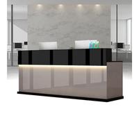 Scrivania da reception con striscia luminosa a LED, bancone anteriore moderno per negozio/ufficio, bancone reception al dettaglio, finitura nera