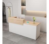Scrivania da reception in legno a forma di L, per ufficio, scrivania per computer, elegante postazione di lavoro moderna, resistente con ampio spazio di archiviazione