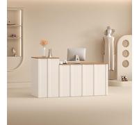 Scrivania da reception in legno con vassoio per tastiera e cassetto chiudibile a chiave, per soggiorno e ufficio, mobili eleganti e funzionali per la casa e lo spazio di lavoro