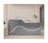 Scrivania da reception moderna con ampio spazio di archiviazione e illuminazione elegante, elegante mobile da ufficio bianco per receptionist, perfetto per un'atmosfera professionale (120 cm a destra)