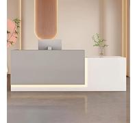 Scrivania da reception moderna ed elegante con cassetto chiudibile a chiave e ripiano per tastiera, in legno, per ufficio e registratore di cassa (140 x 60 x 100 cm)