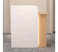 Scrivania da ricevimento in legno con luci a LED e cassetti chiudibili a chiave, banco cassa compatto per la vendita al dettaglio, elegante bancone per la reception per aziende, tavolo da ricevimento