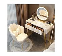 Scrivania da trucco con cassetti e sgabello, set di vanità illuminato per camera da letto con specchio, per donne e ragazze, perfetto per trucco e acconciatura