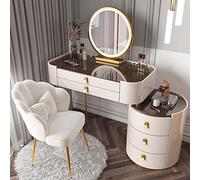 Scrivania da trucco con luci a LED, cassettiera e armadietto, set di specchio girevole a 360°, 3 modalità di illuminazione luminosità regolabile, per Bedr (bianco B 100 cm)