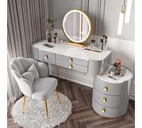 Scrivania da trucco con luci a LED, cassetto e armadietto, set di specchio girevole a 360°, 3 modalità di illuminazione luminosità regolabile, per Bedr (grigio 2 100 cm)