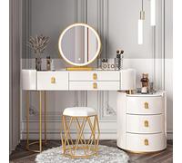Scrivania da trucco con luci a LED, cassetto e armadietto, set di specchio girevole a 360°, 3 modalità di illuminazione luminosità regolabile, per Bedr (bianco 1 100 cm)