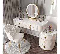 Scrivania da trucco con luci a LED, cassetto e armadietto, set di specchio girevole a 360°, 3 modalità di illuminazione luminosità regolabile, per Bedr (bianco 2 100 cm)