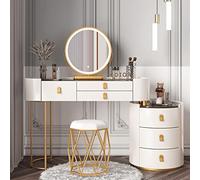 Scrivania da trucco con luci a LED, cassetto e armadietto, set di specchio girevole a 360°, 3 modalità di illuminazione luminosità regolabile, per Bedr (bianco a 120 cm)
