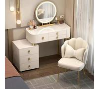 Scrivania da Trucco con Specchio LED e Sedia, Tavolo da Toeletta con 3 Modalità di illuminazione a Colori, Lussuoso Tavolo da Trucco con Cassetti, Vanity Set per Madre, Figlia, Moglie