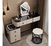 Scrivania da trucco illuminata a LED con 3 modalità di colore, 3 cassetti e stazione di ricarica per l'organizzazione del trucco, perfetto tavolo da trucco per camera da letto con specchio.