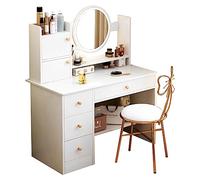Scrivania da trucco illuminata a LED con specchio e sedia, elegante tavolo da toeletta per ragazze e donne, perfetto per la routine di bellezza ed elegante decorazione della casa