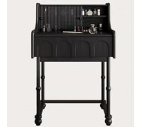 Scrivania da trucco in legno con sgabello, 1 cassetto, senza specchio, materiale in legno di frassino, elegante toeletta per trucchi e prodotti di bellezza essenziali