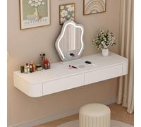 Scrivania da trucco sospesa, tavolo da trucco con cassetti, tavolo da trucco moderno a parete con angoli arrotondati, mobile da trucco salvaspazio per camera da letto e casa(White,140*40*18cm)