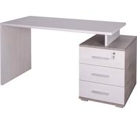 Scrivania da Ufficio 3 Cassetti 154x76x55 cm Ossido Bianco/Cemento