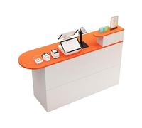 Scrivania da ufficio a forma di L con cassetti bloccabili, tavolo da banco in legno per vendita al dettaglio, design semplice per aree di ricevimento, mobili da reception funzionali ed eleganti