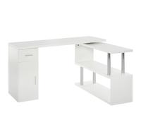 Scrivania da Ufficio ad Angolo Porta PC 114x120x74,6 cm in Legno Bianca