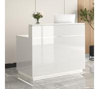 Scrivania da ufficio con armadietto, in legno, con cassetto di chiusura, per salone di bellezza, 90 cm, moderno bancone per vendita al dettaglio (argento)