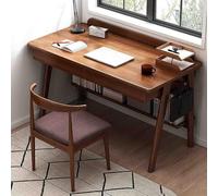 Scrivania da ufficio con cassetti e ripiani, postazione di lavoro compatta per PC con ganci, ideale per scrivere, studiare e giocare.(Brown,100X55X83cm)