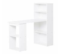 Scrivania da Ufficio con Libreria in Legno Bianco 120x55x120 cm