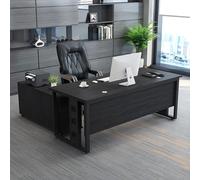 Scrivania da ufficio di alta qualità a forma di L, con armadietto laterale regolabile in altezza, ideale per manager e proprietari di aziende, colore nero, 160 x 80 cm, design ergonomico per sedersi e