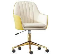 Scrivania da ufficio ergonomica in velluto con ruote girevoli regolabili, elegante scrivania imbottita per soggiorno, camera da letto, vanità e ufficio (colore: bianco)