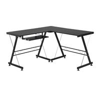 Scrivania da Ufficio Grande ad Angolo in Acciaio e MDF 130x130x73.5 cm Nera