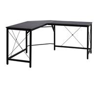Scrivania da Ufficio Grande ad Angolo in Metallo e MDF 150x150x76 cm Nera