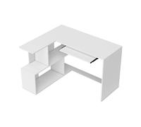 SCRIVANIA DA UFFICIO HOMCOM IT836-629V00WT - Truciolato, 120x100x76cm, angolare con scaffali e ripiano