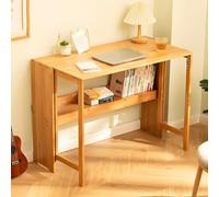 Scrivania da ufficio moderna da 41" L per computer con base in legno e funzione pieghevole, rettangolare, per la casa, la scrittura e il lavoro, per soggiorno, aula, sala studio - Senza sedie, natura