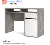 Scrivania Da Ufficio Per Pc Computer Casa Studio 1 Anta 1 Casetto Bianco Cemento