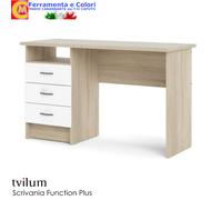 Scrivania Da Ufficio Per Pc Computer Casa Studio Con Cassettiera Rovere Bianco