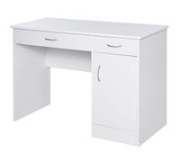 Scrivania da Ufficio Porta PC 2 Cassetti 1 Anta 111x48x75,8 cm in Legno Bianco