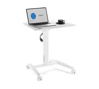 SENSE7 Scrivania Mobile Desk con 4 Ruote, 70 x 52 cm, Scrivania Pieghevole Regolabile in Altezza, Scrivania Inclinabile, Tavolo da Appoggio Mobile, Supporto per Laptop con Gancio, Colore: Bianco