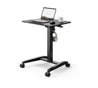 SENSE7 Mobile Desk With 4 Wheels, 70x52cm, Height Adjustable Scrivania, Inclinable Top, Mobile Work Table, Standing-Sitting, Laptop Support With Hook, Black